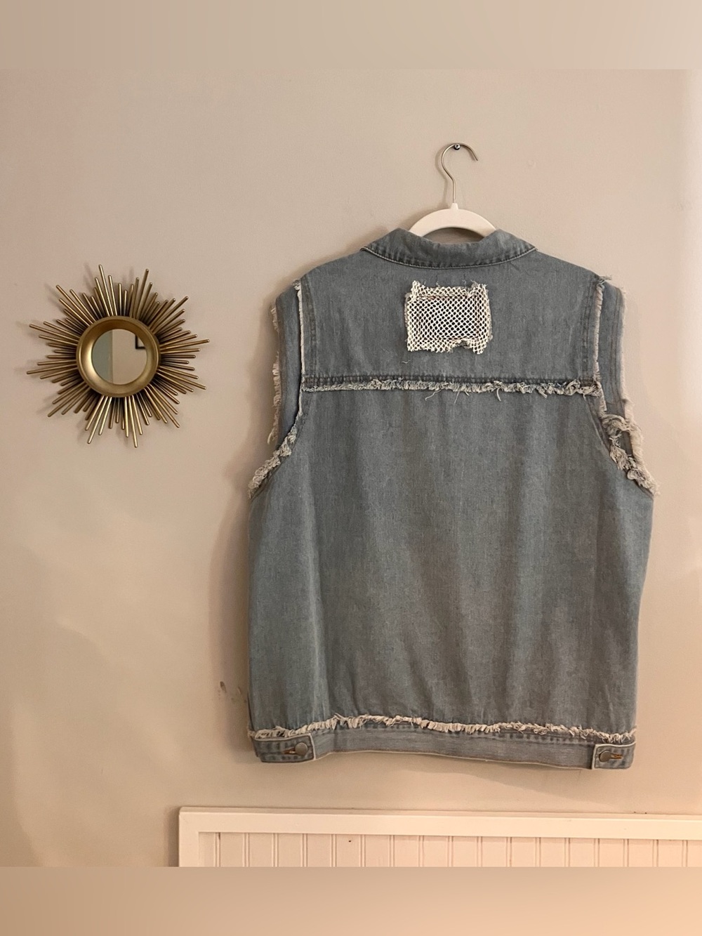 POL Denim & Lace Sleeveless Vest - Light Blue & White NWOT - Picture 2 of 7